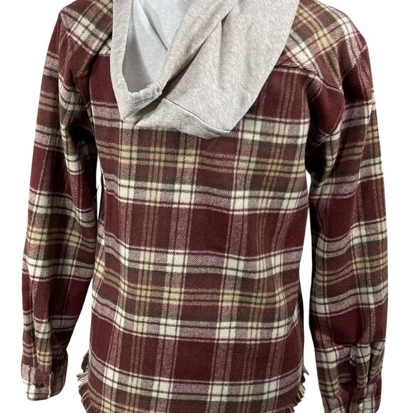 New Wallflower Flannel Jacket Hoodie Size XS Extra Small Shacket Juniors - Picture 3 of 7